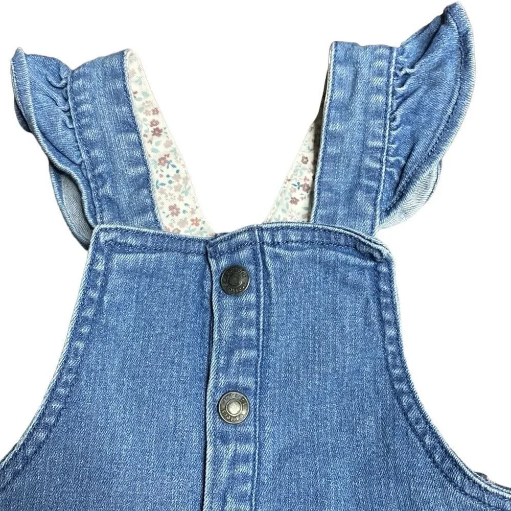 CARTER’S Denim Ruffle Floral Overalls